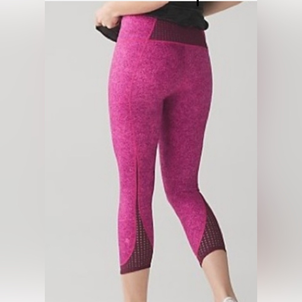 Lululemon Pink Speckled Transcend Crop Leggings Size 2